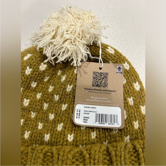 Patagonia Women's Snowbelle Beanie Ridge Cosmic Gold NWT Recycled Wool Yellow - Picture 3 of 9